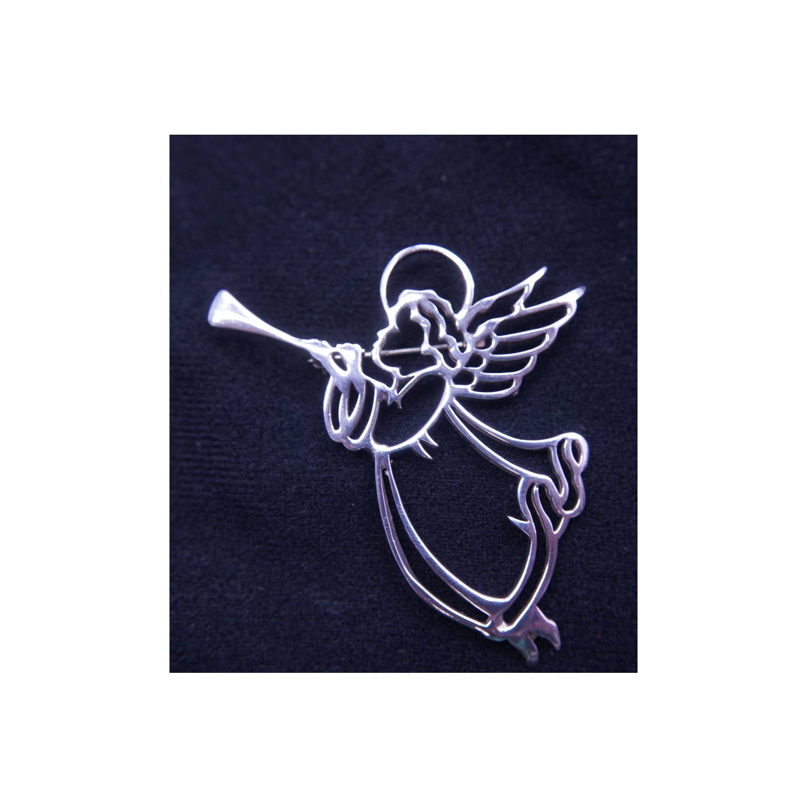 Sterling Silver Angel Trumpet Brooch Ooak Handmade Pin Vtg